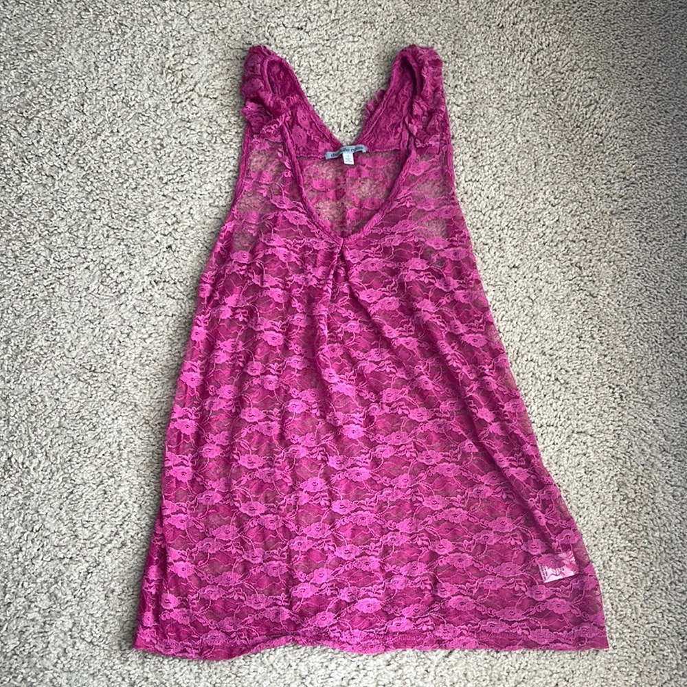 Charlotte Russe Pink Lace Racerback Tank